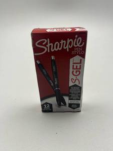 lot 156 image: Sharpie S-Gel Black Gel Pens 12-Pack
