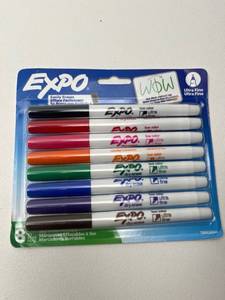 lot 157 image: Expo Ultra Fine Dry Erase Markers 8-Pack Assorted Colors