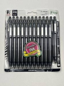 lot 175 image: Zebra Z-Grip Ballpoint Pens 24 Pack Black Ink Medium Point