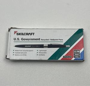 lot 176 image: Skilcraft U.S. Government Recycled Ballpoint Pens 12 Pack Black Fine