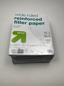lot 181 image: Lot of 9 Up&Up Wide Ruled Reinforced Filler Paper 100 Sheets