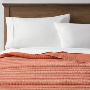 lot 9295 image: King Lofty Velvet Quilt TerracottaBronze - Threshold Machine Washable, Polyester Fill, Year-Round Comfort - Retail $89