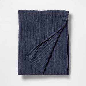 lot 9298 image: 2 pack 50x60 Casual Mixed Rib Throw Blanket Navy - Threshold designed with Studio McGee