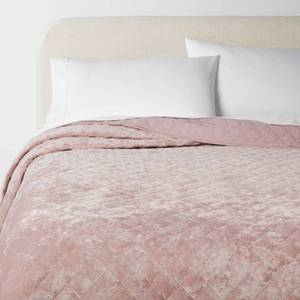 lot 9300 image: FullQueen Luxe Diamond Stitch Velvet Quilt Mauve - Threshold OEKO-TEX Certified, Polyester Fill, Year-Round Comfort - Retail $69