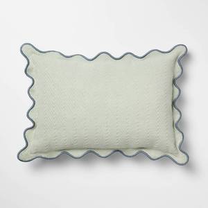 lot 9339 image: Lumbar Textured Easter Herring Bone Pillow Green Mirage - Threshold Design with Studio McGee - Retail $25