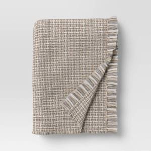 lot 9343 image: Woven Throw Blanket CreamNeutral - Threshold - Retail $34