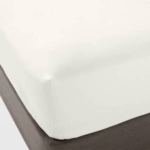 lot 9391 image: Queen 400 Thread Count Performance Fitted Sheet Sour Cream - Threshold Cotton Sateen, Machine Washable, Fits 18 Mattress - Retail $30