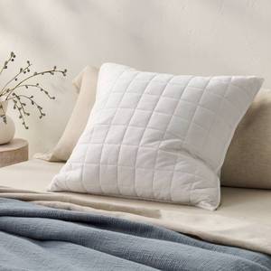 lot 9393 image: Euro Heavyweight Linen Blend Quilt Pillow Sham White - Casaluna Rayon & Cotton, Zipper Closure - Retail $49