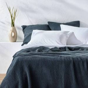 lot 9353 image: FullQueen Textured Waffle Coverlet Dark Mineral Blue - Casaluna - Retail $89