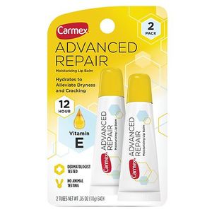 lot 115 image: Carmex Advanced Repair Moisturizing Lip Balm Tube - 2pk Net Weight 0.7, Clear, Lip Balms And Treatments - Retail $6