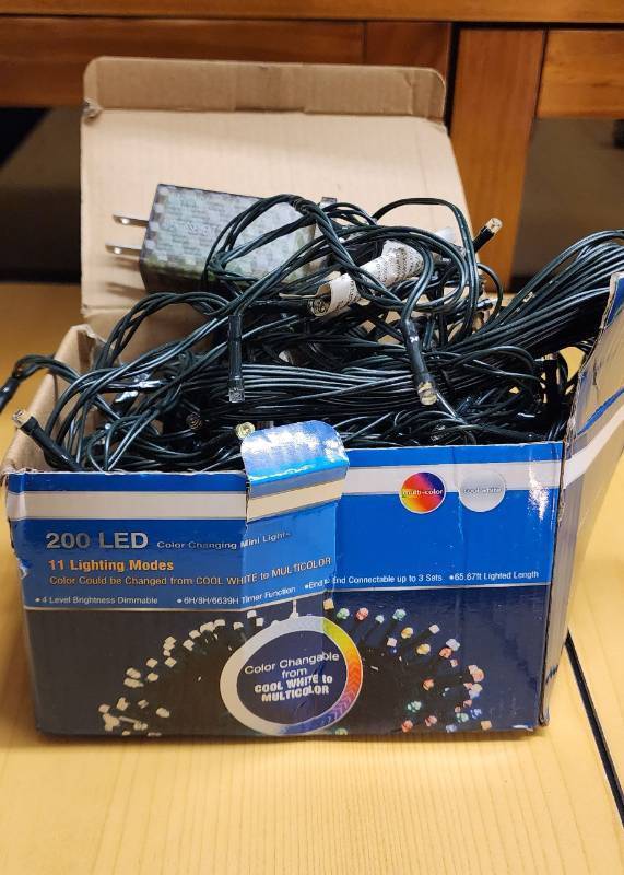 lot 70697 image: 200 LED Color Changing Mini String Lights with Timer - Retail $25