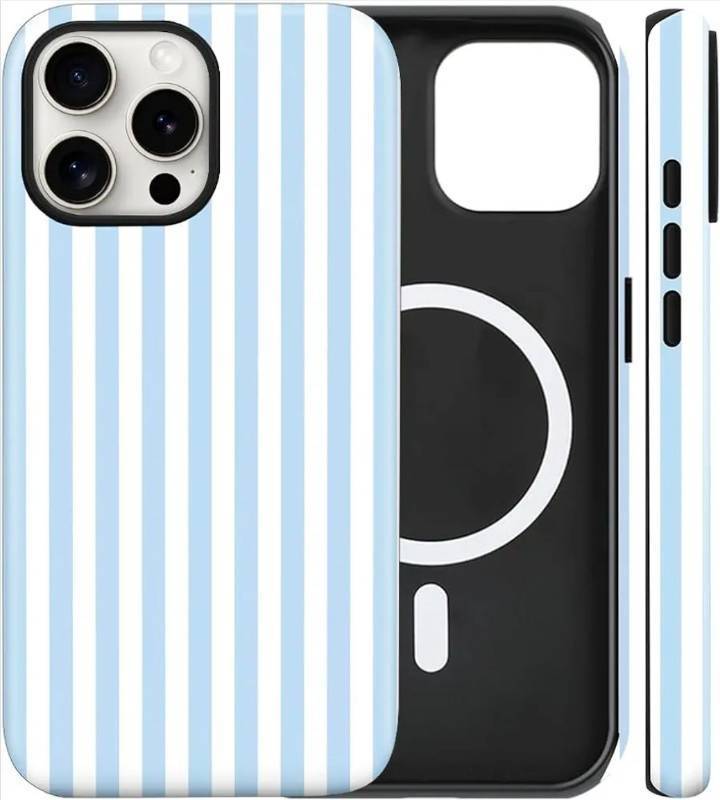 lot 70703 image: Blue and White Striped iPhone 13 Pro Case - Retail $15