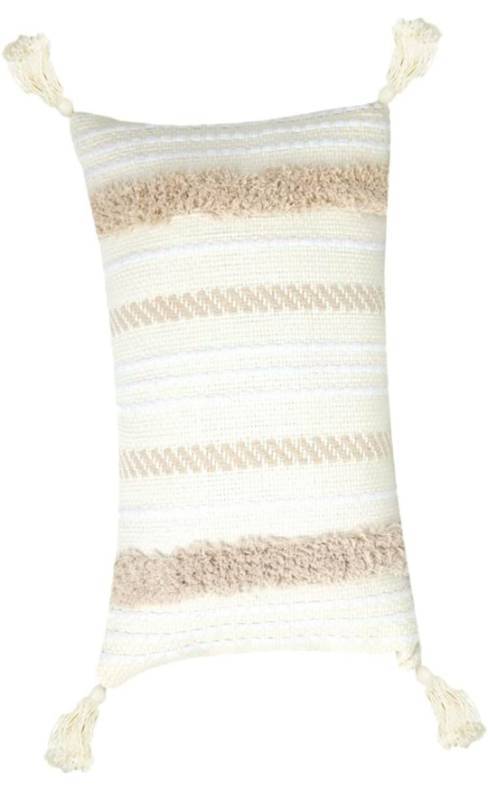 lot 70710 image: Boho Woven Throw Pillow with Tassels - Retail $25