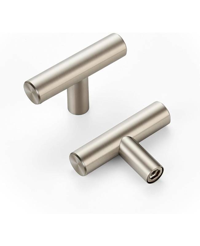 lot 70750 image: Modern Stainless Steel T-Bar Cabinet Pulls - 2 inch - Retail $10