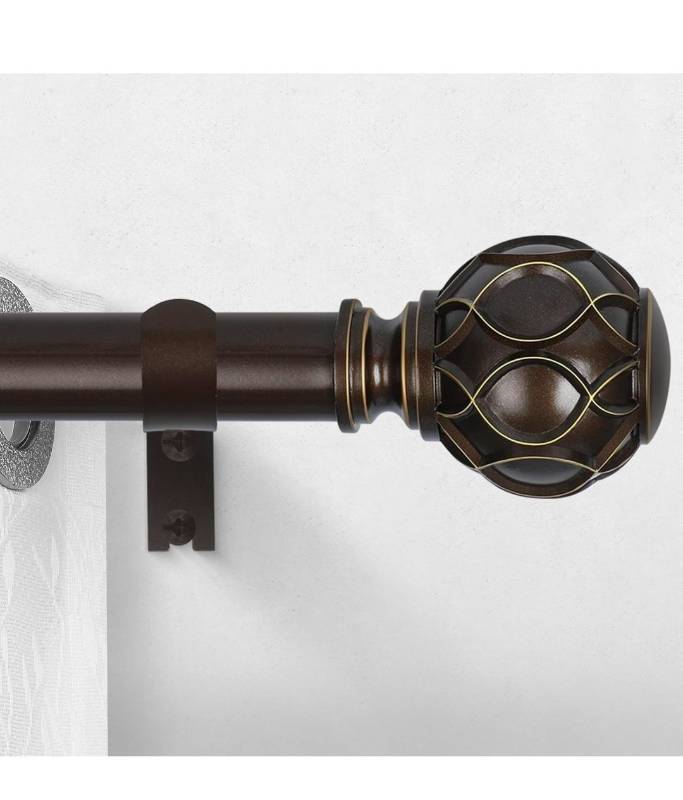 lot 70781 image: Bronze Decorative Curtain Rod Set with Ornate Finials - Retail $25