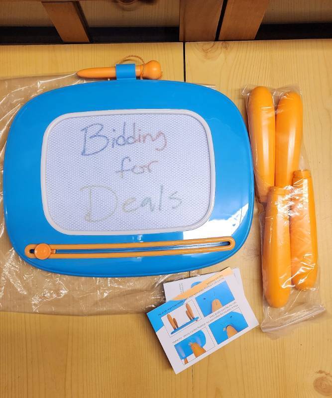 lot 70818 image: Blue Magnetic Drawing Board Table with Stylus - Retail $15