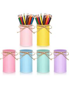 lot 70852 image: Colorful Desk Organizer Pencil Holders with Rope Handles Set of 6 - Retail $15