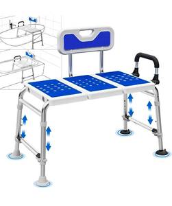 lot 70873 image: Adjustable Bath Transfer Bench with Back Support - Retail $45