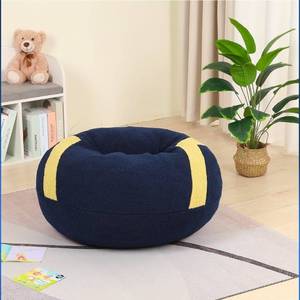 lot 70889 image: MOMCAYWEX Football Bean Bag Chair for Kids, Cuddly Sherpa, 2.5 feet, Dark Blue - Retail $45