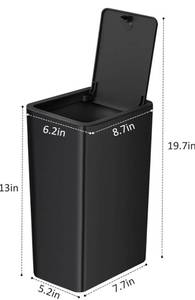 lot 70892 image: Black Rectangular Waste Bin with Lid - Retail $25