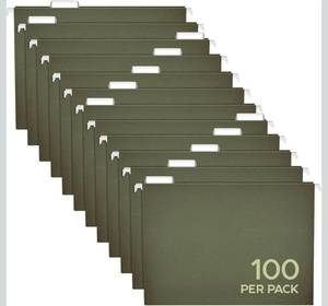 lot 70895 image: Green Hanging File Folders 100 Pack - Retail $35