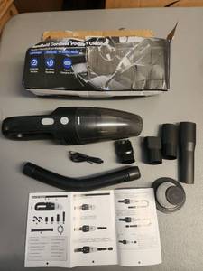 lot 70932 image: Handheld Cordless Vacuum Cleaner with Attachments and Manual - Retail $25