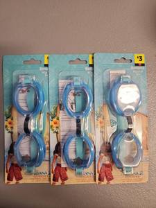 lot 70934 image: Bestway Moana 2 Youth Swimming Goggles Blue 3-Pack (Ages 5) - Retail $9