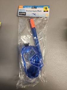 lot 70939 image: Adult Snorkel Swim Mask Set with Breathing Tube (Ages 14) Blue - Retail $8