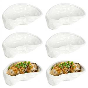 lot 1897 image: Fasmov 6 Pcs Ceramic Oyster Shells, Reusable Oyster Grilling Shells, Large Clam Baking Dish Platter Plate for Cooking Shrimp, Scallops, Clams & All Kinds of Seafood