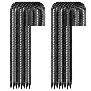 lot 1899 image: 16 Pack 12 Inch Garden Ground Stakes, J Hook Rebar Stakes, Heavy Duty Steel Ground Anchors, for Tents, Fence, Trampoline and Outdoor Decoration