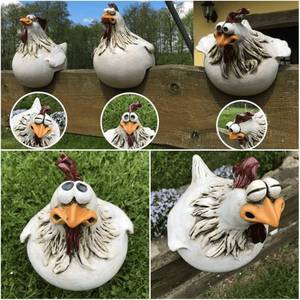 lot 1903 image: Euiroet Funny Farm Chickens Statues,Cute Chicken Fence Decoration,Resin Chickens Decor,Outdoor Real Animal Statue,Chicken Sculpture,Perfect for Home Garden Stairs,Farm,Patio,Backyard