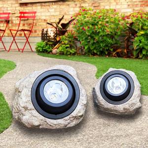 GOODFOEVER Rock Solar Garden Lights, Super Bright Solar Spot Lights, Solar Powered Landscape Lights Outdoor Decorative Waterproof LED Lights for Pathway, Walkway, Yard