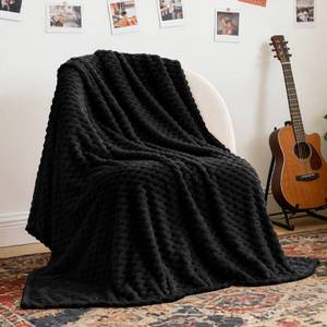 lot 1912 image: BEDELITE Fleece Blanket Throw XL for Bed Couch, 3D Jacquard Decorative Black Throw, Soft and Cozy Warm Plush Fuzzy Blanket All Seasons Suitable, 50x70Inches