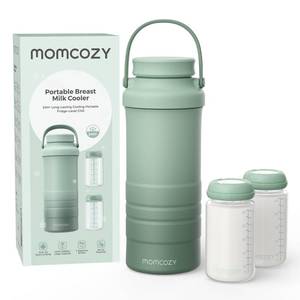 lot 1919 image: Momcozy 22oz Portable Breast Milk Cooler for Outdoor, Life Saver with 360° Total Cooling for 24 Hours, Larger Capacity Travel Breastmilk Chiller with 2pcs Baby Bottles for Breastmilk Storage, Green