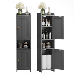lot 1929 image: GLANZALANT Bathroom Cabinet with 2 Doors, 7.3 x 9.8 x 40.4 Inches, Small Freestanding Storage Cabinet with Adjustable Shelf, Floor Cabinet for Small Spaces, Bathroom, Entrances, Kitchen, Black