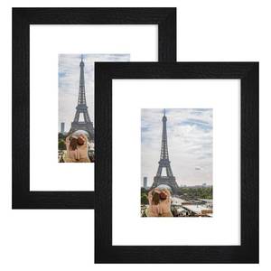 lot 1930 image: Hongkee 8x10 Picture Frame Set of 2, Made of Real Glass and Rustic Black Wooden Frame - Display Picture 5x7 with Mat or 8x10 Without Mat, 8 by 10 Photo for Wall or Tabletop