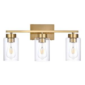 lot 1939 image: A1A9 3-Light Bathroom Vanity Light, Modern Brushed Gold Wall Lights with Clear Glass Shades, Bathroom Wall Sconce Lamp for Mirror Living Room Bedroom Hallway