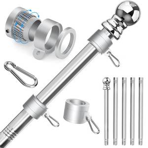 lot 1942 image: Sinyoeer 304 Stainless Steel Flag Poles,6 FT Flag Pole for Outside House, 1 Inch Outdoor Flag Pole with Swivels Rings, House Flag Pole for 3x5 Flag, Heavy Duty Flag Pole for Porch(Without Bracket)