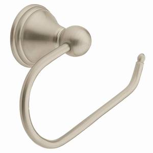 lot 2002 image: Moen Preston Collection Spot Resist Brushed Nickel Single Post Toilet Paper Holder, Wall Mounted Toilet Roll Holder, DN8408BN