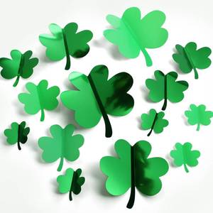 lot 2007 image: YOTNUS 60 Pcs St. Patricks Day Shamrock Wall Stickers, 3D Green Lucky Shamrock Wall Decor, Waterproof Wall Decals, for Spring Holiday Party Bedroom Home Office School Decor, 4 Different Sizes