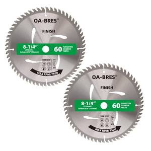 lot 2020 image: 8-14-Inch 60-Tooth Circular Saw Blade with 58-Inch Arbor, TCT ATB Finish Blade for Wood Cutting (2-Pack)