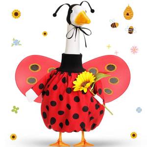 lot 2035 image: FuWeave Spring Ladybug Porch Goose Outfit for 23 Porch Goose Clothes with Ladybug Wings Sunflower for Spring Summer Outdoor Statue Garden Deck Patio Yard Lawn Art Decoration