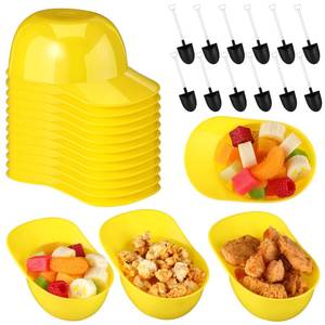 lot 2037 image: Gejoy 12 Set Yellow Helmet Snack Ice Cream Bowl Construction Hard Hats Snack Bowl 8 oz Mini Sundae Bowl with Novelty Disposable Plastic Shovel Shape Dessert Spoon for Construction Worker Theme Party