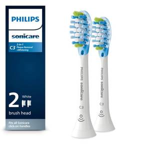 lot 2479 image: Philips Sonicare C3 Two-in-One - Genuine Replacement Electric Toothbrush Heads, White, 2 Pack, HX904265