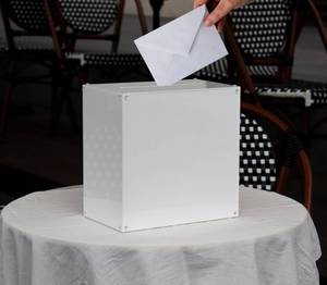 lot 2482 image: MaiiTiproll White Acrylic Wedding Card Box with Slot, DIY Large Card Box with Assembly Parts, Party Cards Receiving Box for Birthdays, Graduation & Baby Shower, Easy for Traveling(10x10x6.18)