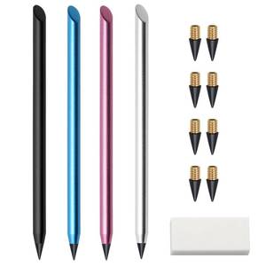 lot 2486 image: Windspeed 49 Pack Metal Inkless Pencil Eternal, Reusable Everlasting Pencil with Eraser and 8 Pcs Replaceable Nibs