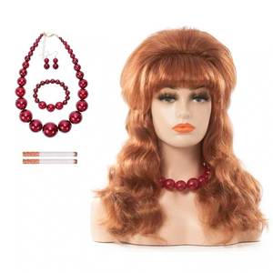 lot 2494 image: abouder Cute Pink Ponytail Wig Akiyama Mizuki Anime Cosplay Long Curly Hair Wigs with Bangs Heat Resistant Synthetic Wigs