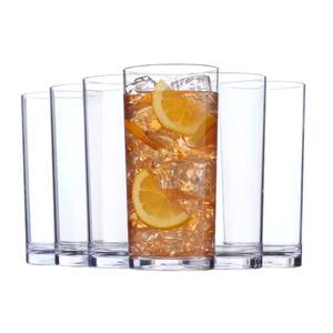 lot 3577 image: US Acrylic Classic Clear Plastic Reusable Drinking Glasses (Set of 6) 24oz Iced-Tea Cups  BPA-Free Tumblers, Made in USA  Top-Rack Dishwasher Safe