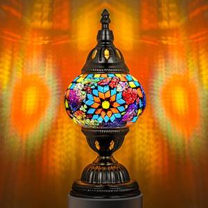 lot 3582 image: Marrakech Turkish Table Lamp with Bronze Base��Handmade Colorful Moroccan Tiffany Style Mosaic Glass Night Stand Light Fixture Including LED Bulb for Living Room Bedroom Decor (Colorful1)