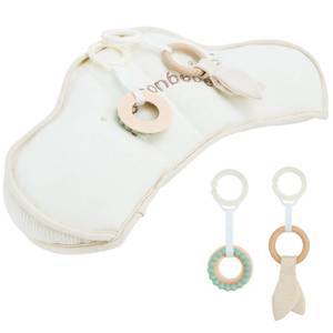 lot 3589 image: COTTONBEBE Organic Baby Tummy Time Cushion with 2 Detachable Toys for Newborn Babies,Soft Cotton Tummy Time Pillow Promotes Development, Ergonomic Design,Ideal Baby Gift